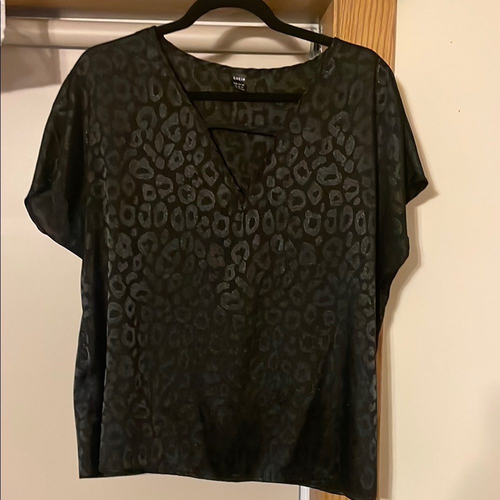 Black Leopard Print Top